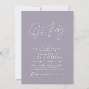 Invitation Baby shower script moderne élégant lilas violet
