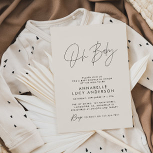 Invitation Baby shower script moderne naturel élégant