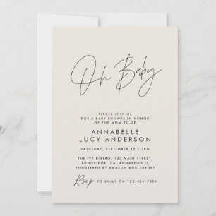 Invitation Baby shower script moderne naturel élégant photo