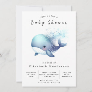 Invitation Baby shower Sea Digital Whale