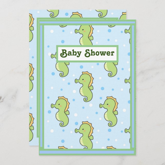Invitation Baby shower Seahorse (Devant / Derrière)