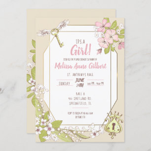 Invitation Baby shower secret pour fille de jardin