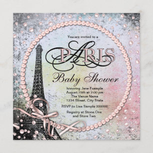 Invitation Baby shower Shab Chic Paris