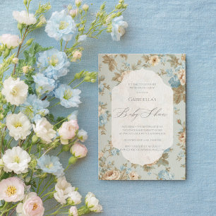 Invitation Baby shower Shabby Chic floraux