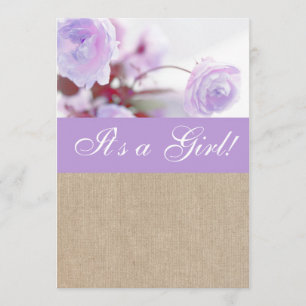 Invitation Baby shower Shabby Chic Lavender Peony Burlap