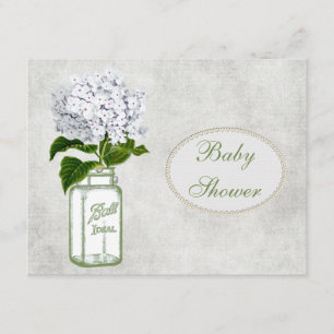 Invitation Baby shower Shabby Chic Mason Jar et Hydrangea