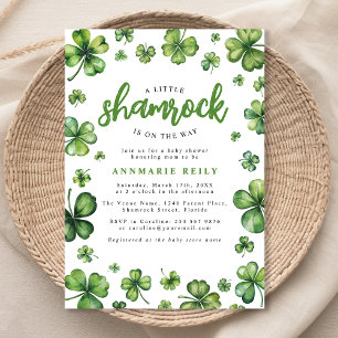 Invitation Baby shower Shamrock aquarelle