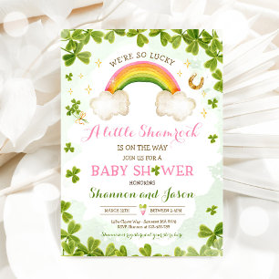 Invitation Baby shower Shamrock St Patrick's Girl Little