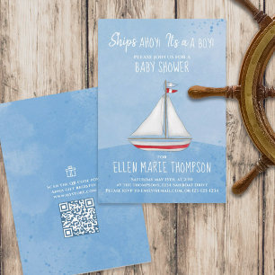 Invitation Baby shower Ship Ahoy C'est un registre de cadeaux
