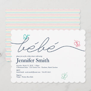Invitation Baby shower simple à papillon français