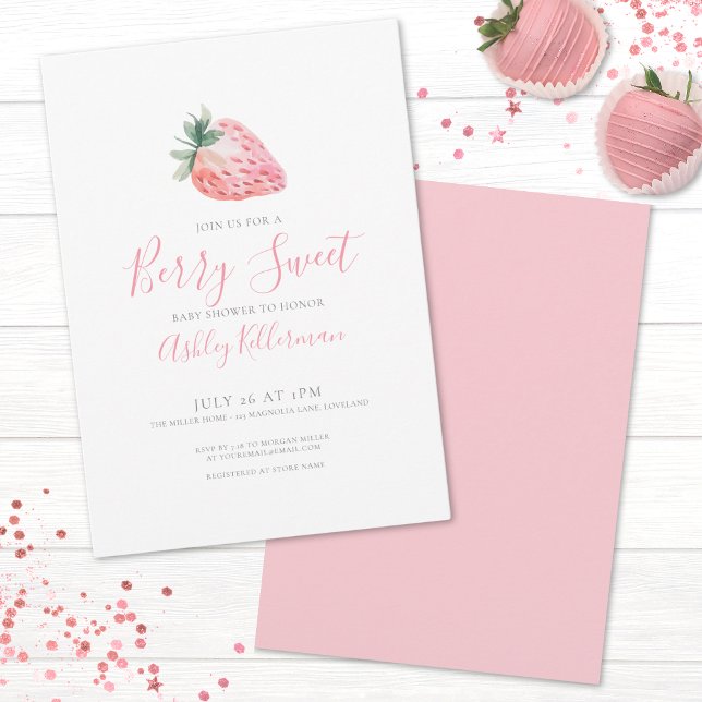 Invitation Baby Shower Simple aux Fruits Rouges Douceur (Berry Sweet Baby Girl Shower Invitation)