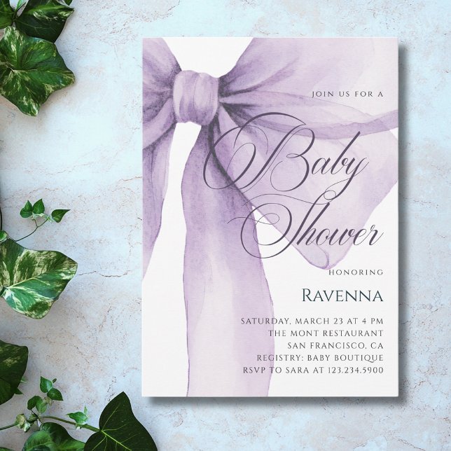 Invitation Baby Shower Simple avec Ruban Pastel Li (Créateur téléchargé)
