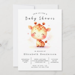 Invitation Baby shower simple de girafe modifiable