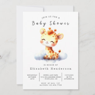 Invitation Baby shower simple de girafe modifiable
