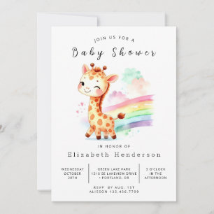 Invitation Baby shower simple de girafe modifiable