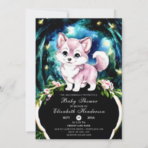Invitation Baby shower simple de loup de forêt