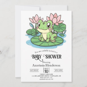 Invitation Baby shower simple de petite grenouille
