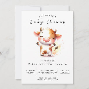 Invitation Baby shower simple de vache gracieuse