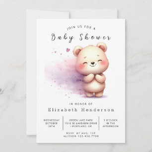 Invitation Baby shower simple d'ours de Bohême