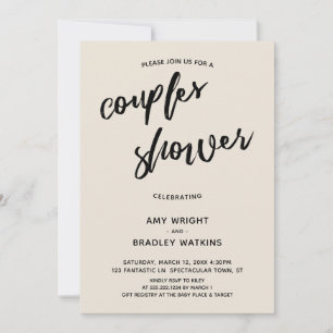 Invitation Baby shower simple, écriture manuscrite Couples en