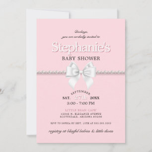 Invitation Baby shower simple élégant en verre rose Tiffany