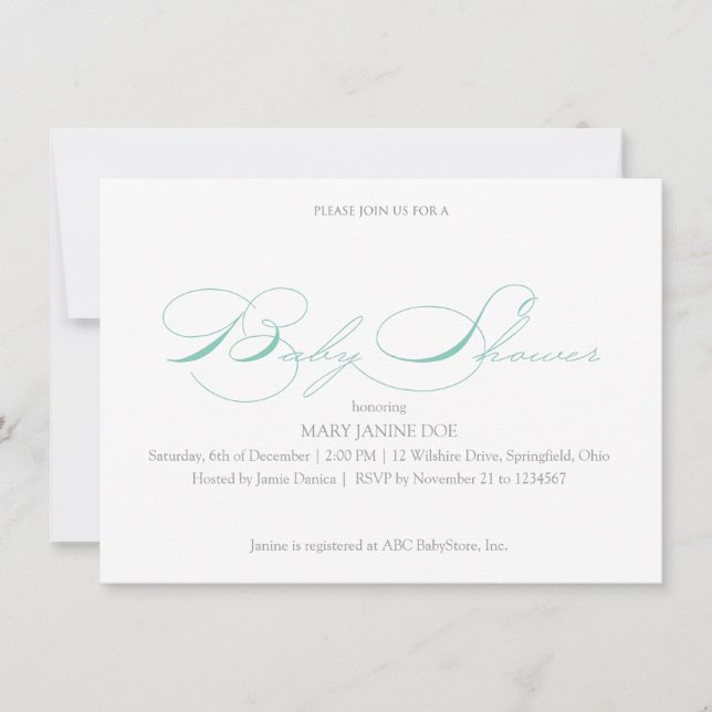 Invitation Baby shower simple en mousse de mer (Devant)