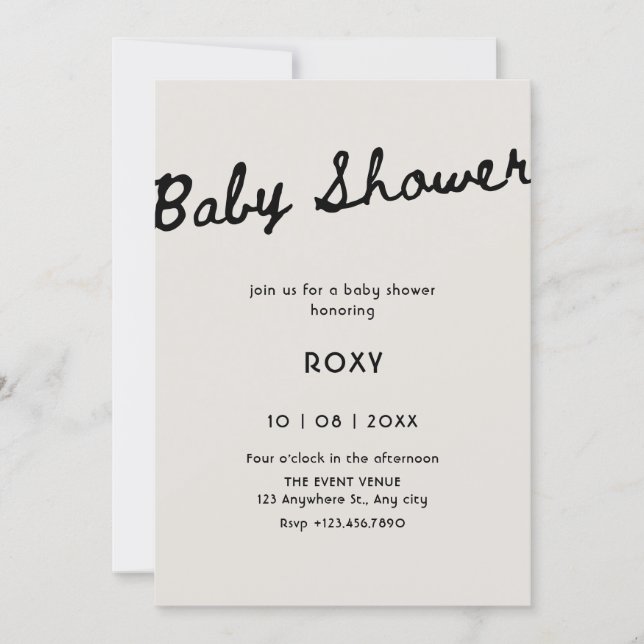 Invitation Baby-shower simple et élégant (Devant)