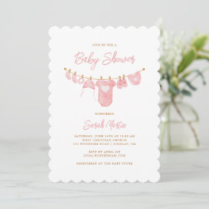 Invitation Baby shower simple et minimaliste rose à bascule