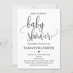 Invitation Baby shower simple Moderne Minimaliste maman pour