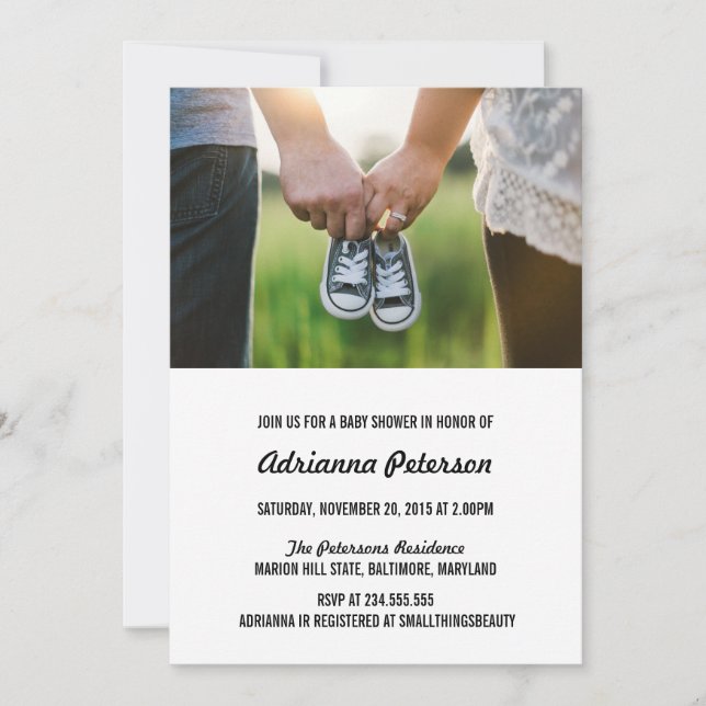 Invitation Baby shower simple moderne photo en couple (Devant)