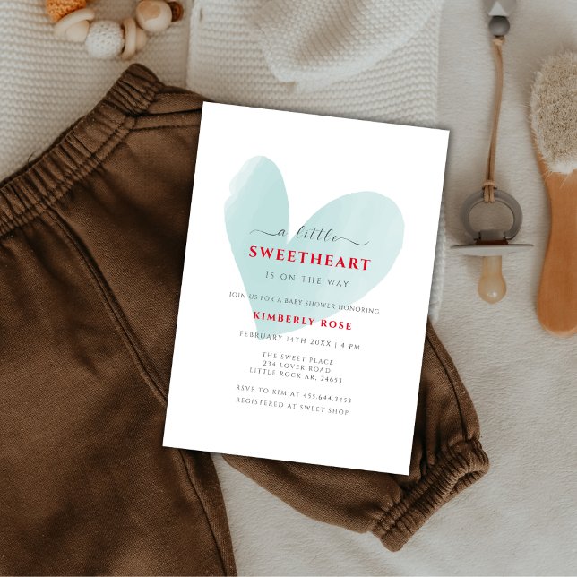 Invitation Baby shower simple petit amoureux (Simple Little Sweetheart Baby Shower Invitation)