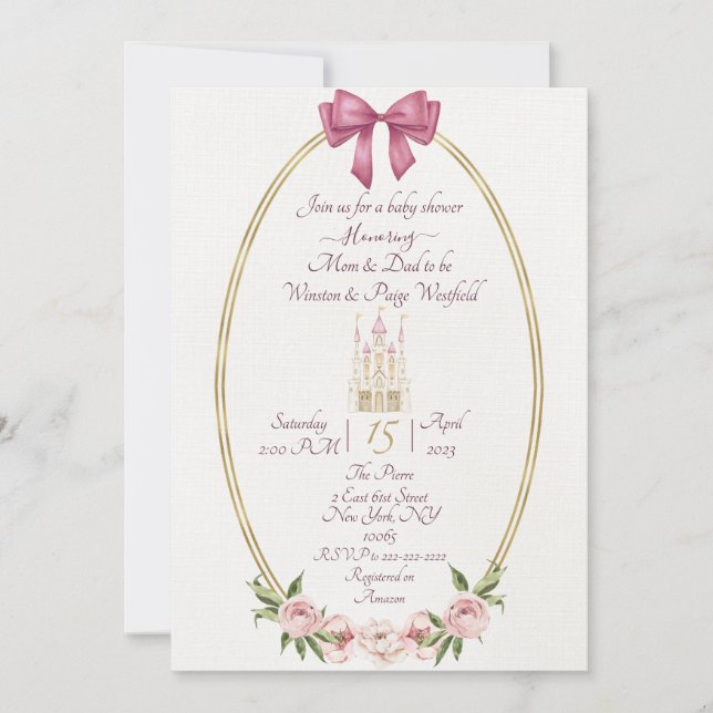 Invitation baby shower simple Princess (Devant)