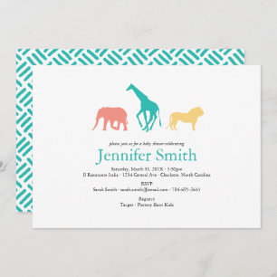 Invitation Baby shower simple Safari animal Silhouette garçon