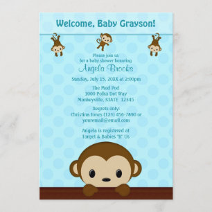 Invitation Baby shower SINGE Polka Dot BLUE MPP3