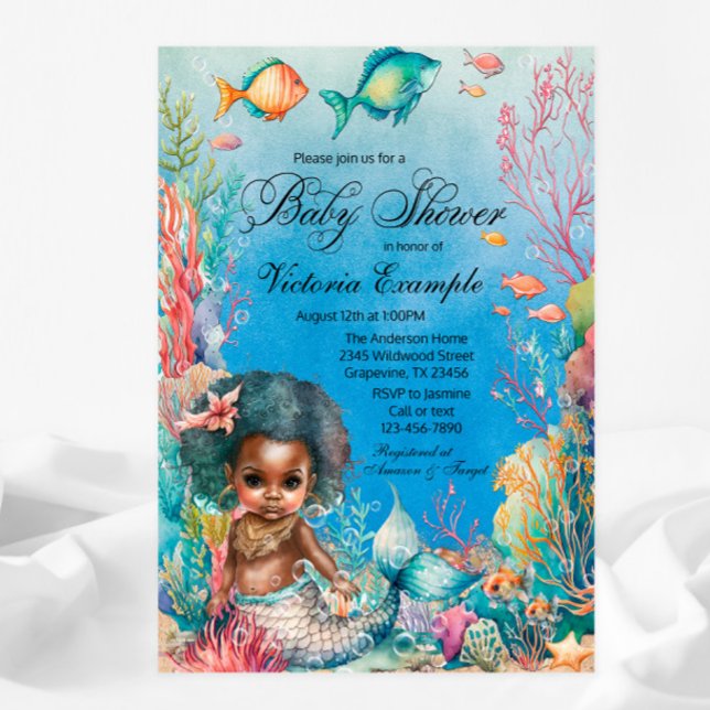 Invitation Baby Shower Sirène Africaine (Créateur téléchargé)