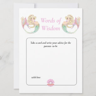 Invitation Baby Shower Sirène aquarelle. Rose Sage