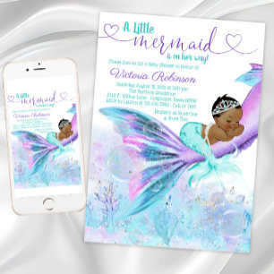 Invitation Baby shower sirène ethnique afro-américaine