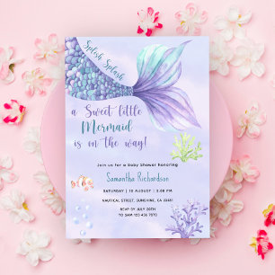 Invitation Baby Shower Sirène Fille Sous L'Océan