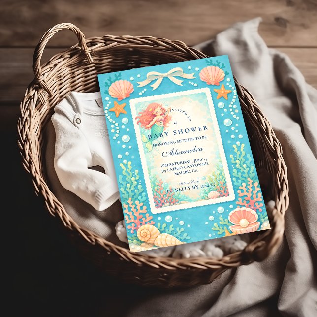 Invitation Baby Shower Sirène Pearl Tide (Créateur téléchargé)