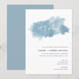 Invitation Baby shower Sky Blue Watercolor par courrier