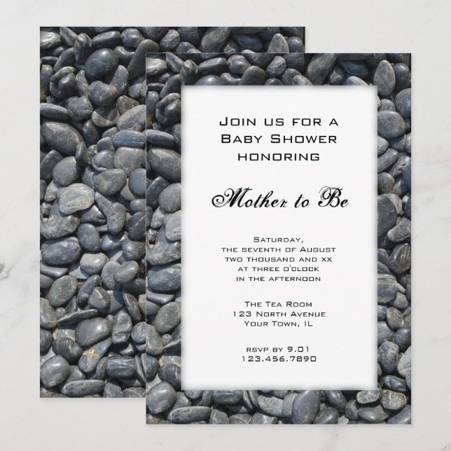 Invitation Baby shower Smooth Pebbles (Devant / Derrière)