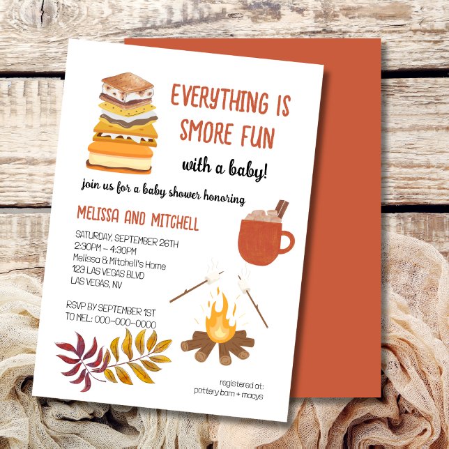 Invitation Baby shower Smore Campfire Marshmallow (Créateur téléchargé)