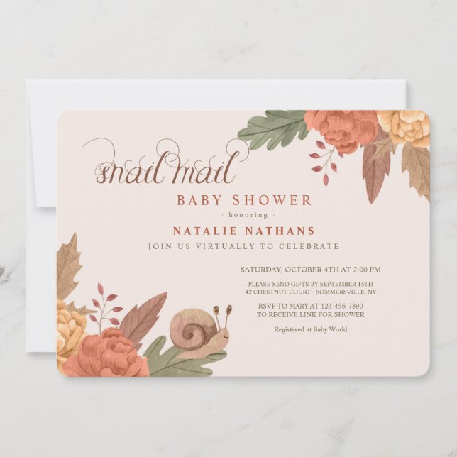 Invitation Baby Shower Snail Mail (Devant)
