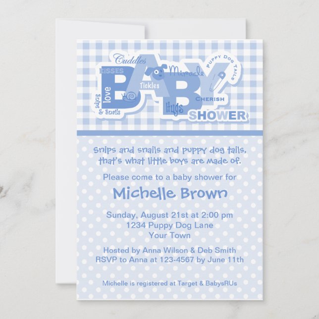 Invitation Baby shower Snips & Snails (Devant)
