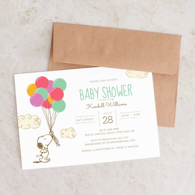 Invitation Baby shower Snoopy et Balloons (Créateur téléchargé)