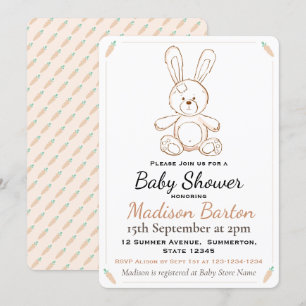 Invitation Baby shower Soft Toy Bunny & Carrots