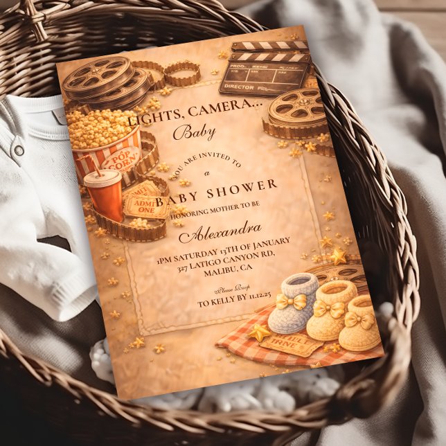 Invitation Baby Shower Soirée Cinéma Cozy (Créateur téléchargé)