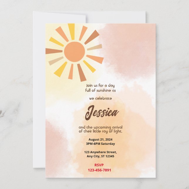 Invitation Baby shower solaire (Devant)