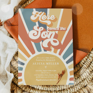 Invitation Baby shower Soleil Ici Venez Le Fils Tons Moutés