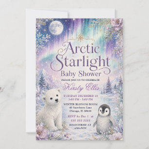 Invitation Baby Shower sous la lumière étoilée de l'Arctique